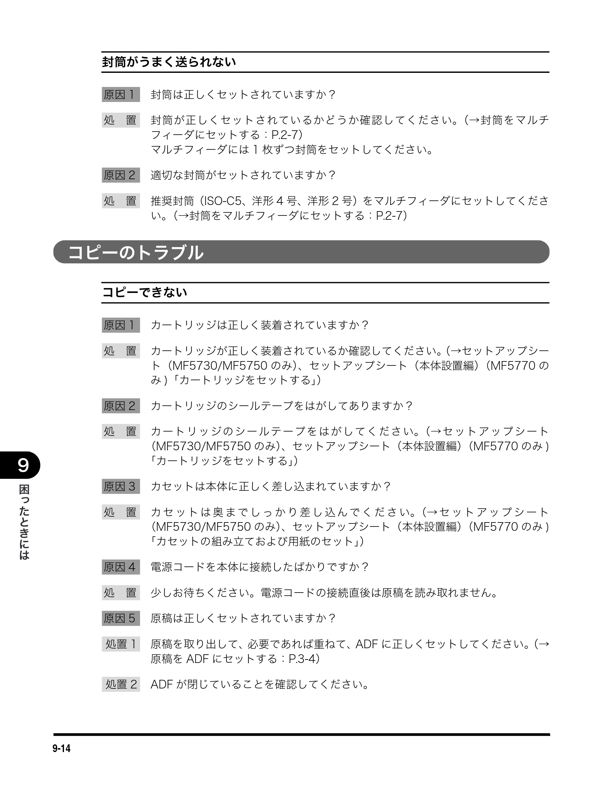 キヤノン MF5730 ユーザーズガイド （PDF形式／4.86Mバイト） — コピーのトラブル — 原本ページ — 87ページ
