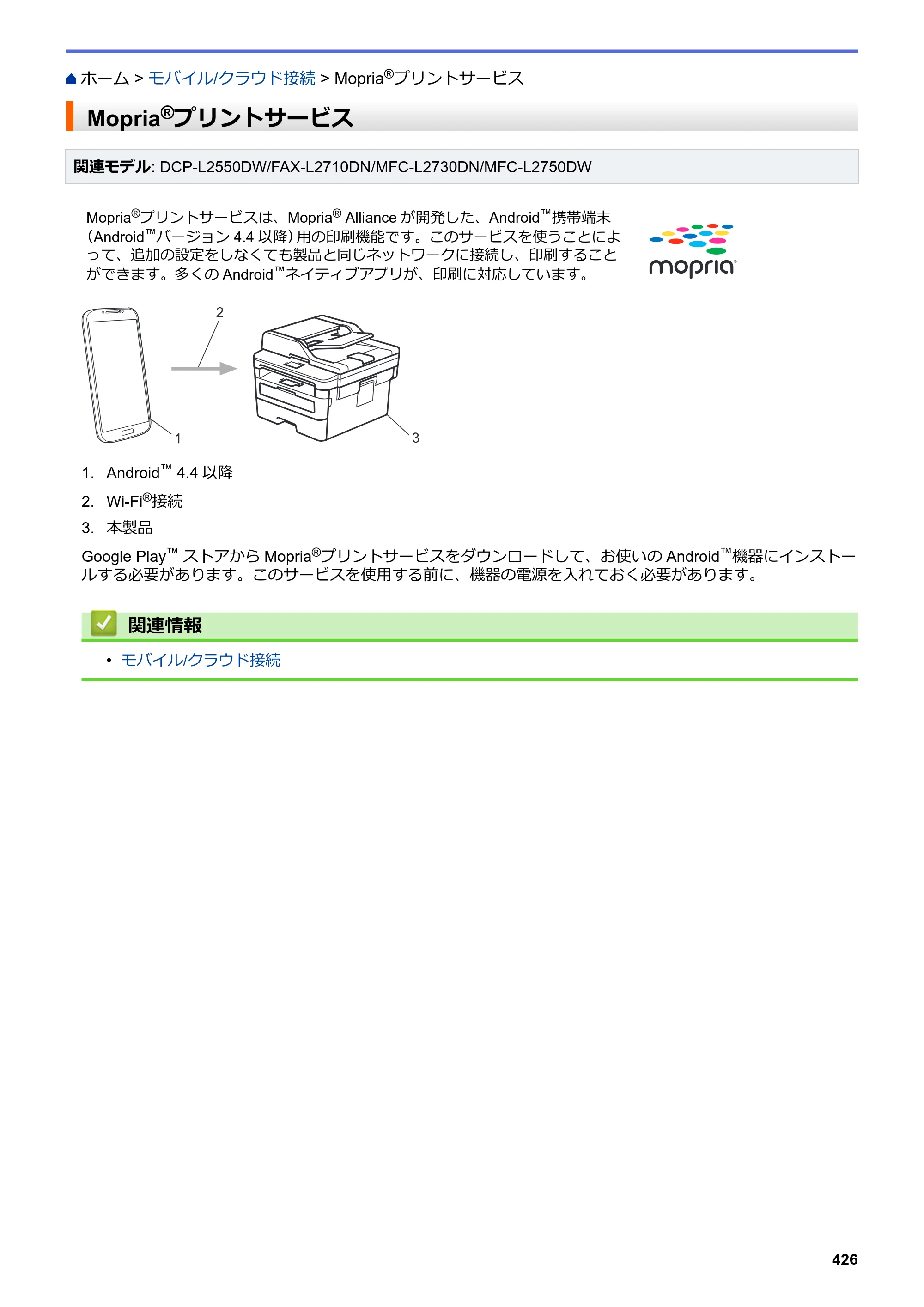 ブラザー DCP-L2535D / DCP-L2550DW / FAX-L2710DN オンラインユーザーズガイド — Mopria®プリントサービス — 原本ページ — 433ページ