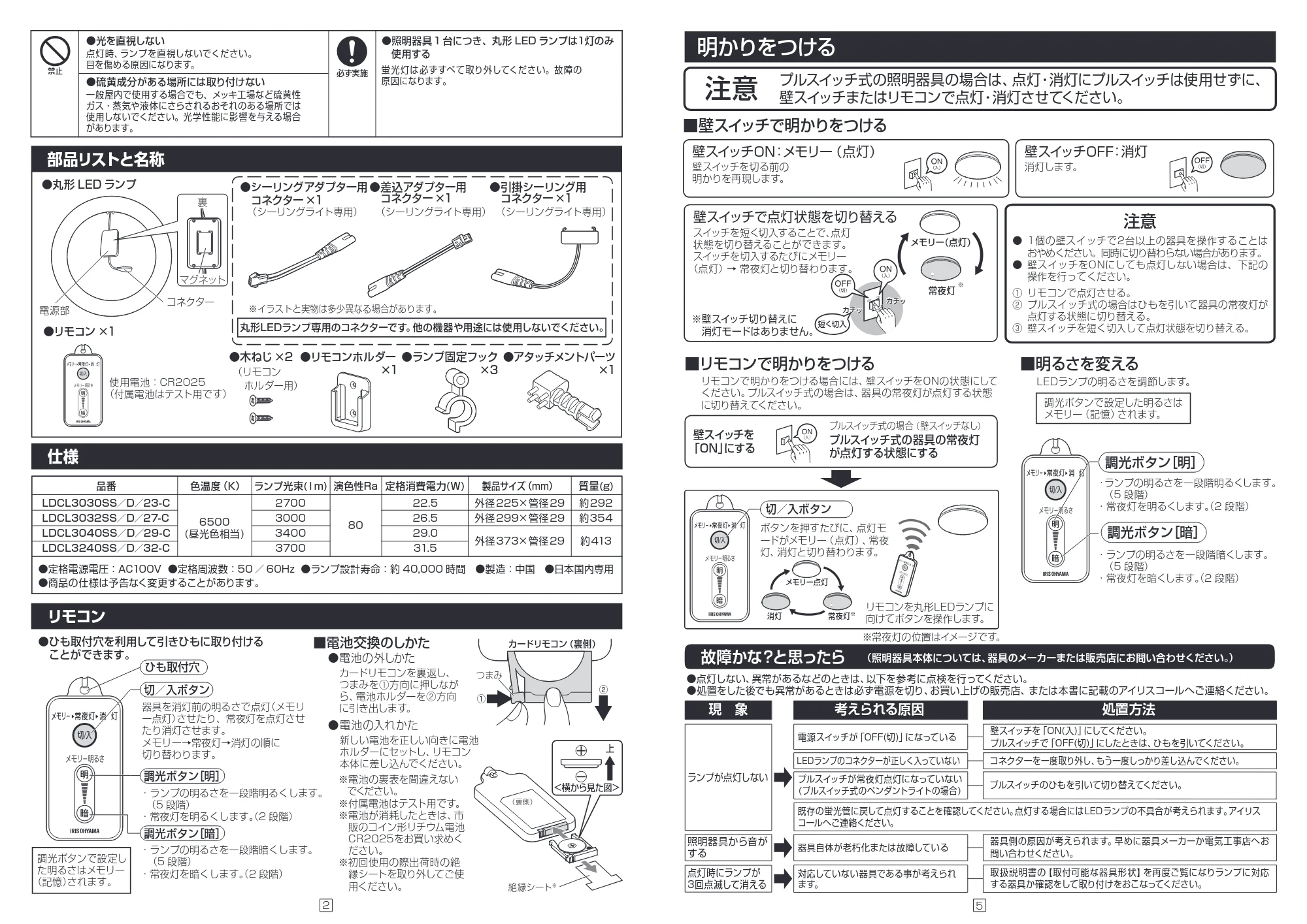 アイリスオーヤマ LDCL3030SS 取扱説明書 — 原本ページ — 2ページ