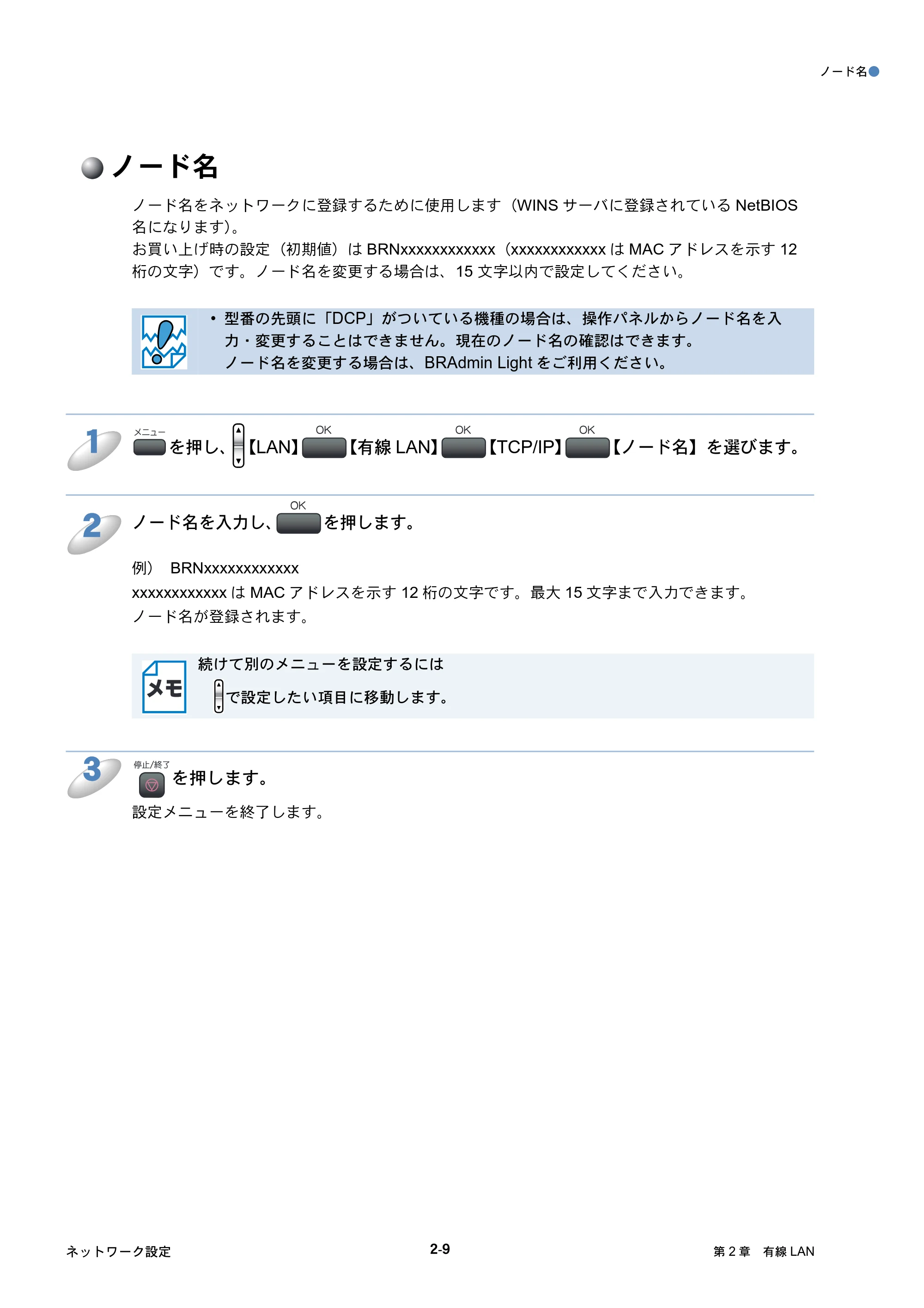 ブラザー DCP-770CN / MFC-480CN / MFC-870CDN / MFC-870CDWN ネットワーク取扱説明書 — ノード名 — 原本ページ — 29ページ
