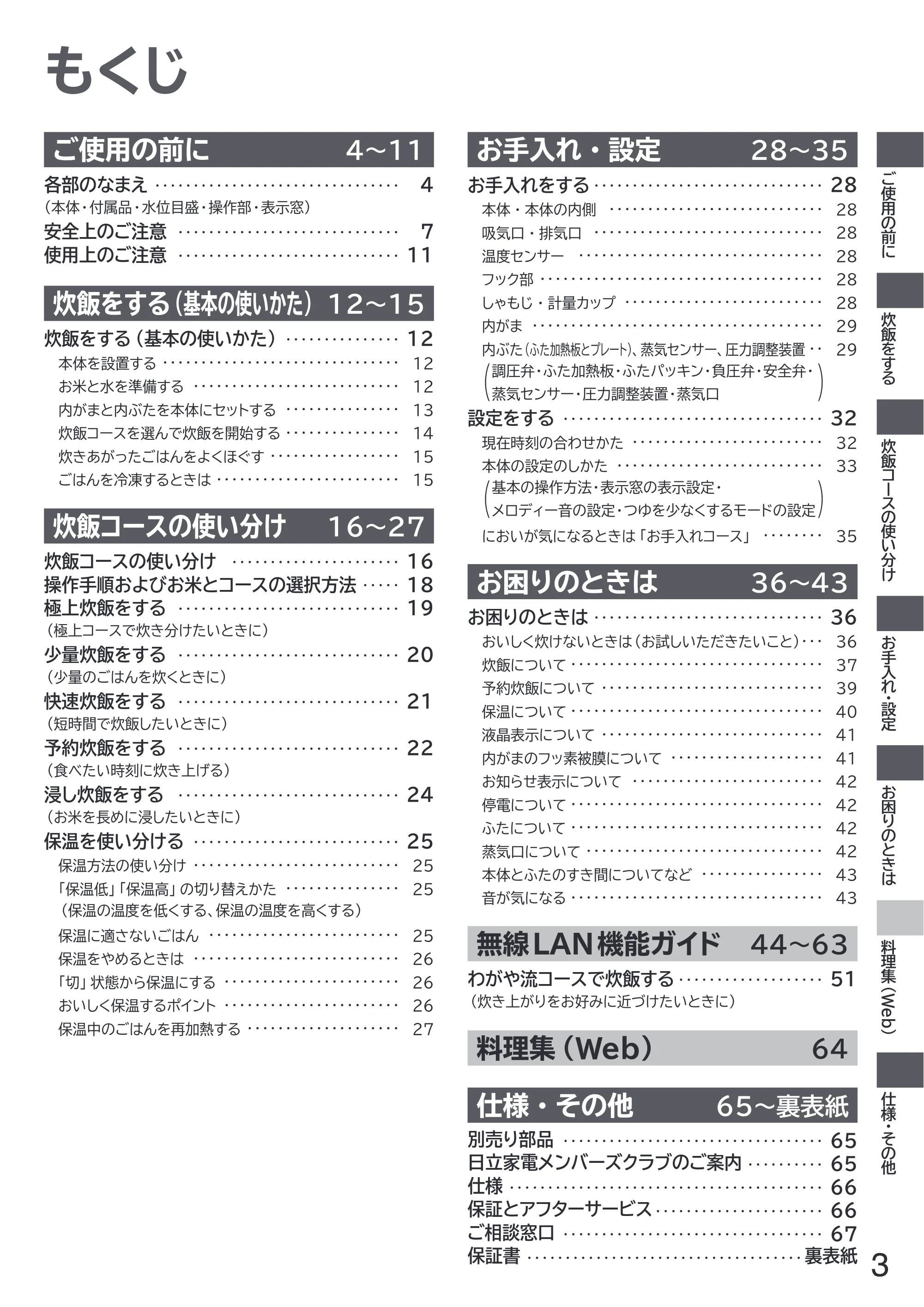 日立 RZ-W100JM 取扱説明書 — もくじ — 原本ページ — 3ページ