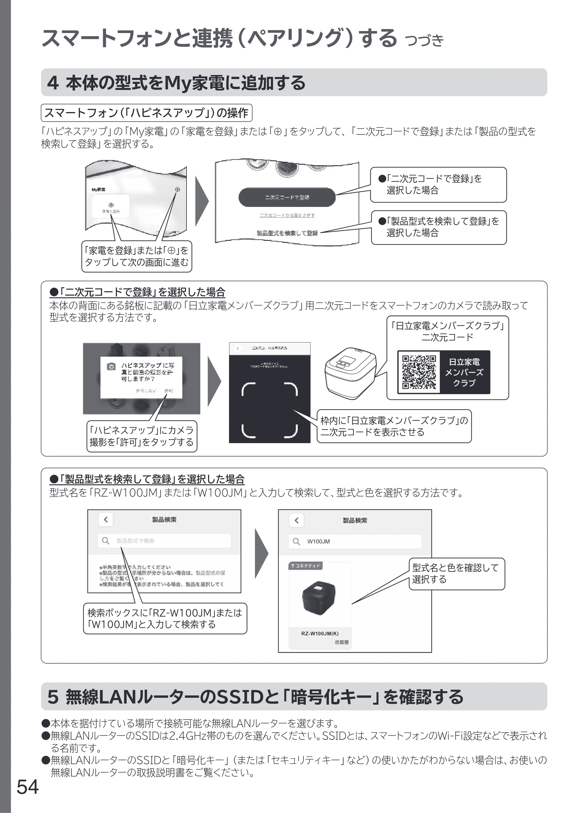 日立 RZ-W100JM 取扱説明書 — 原本ページ — 54ページ
