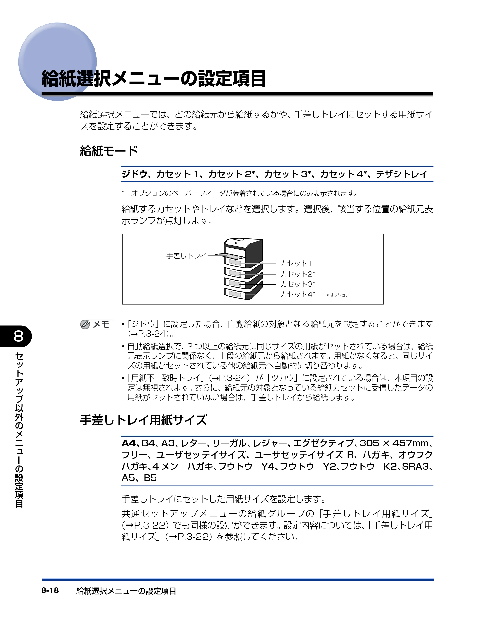 キヤノン LBP5910F/5910 LIPS機能ガイド 2009年12月18日掲載 （PDF形式／5.43Mバイト） — 給紙選択メニューの設定項目 — 原本ページ — 182ページ