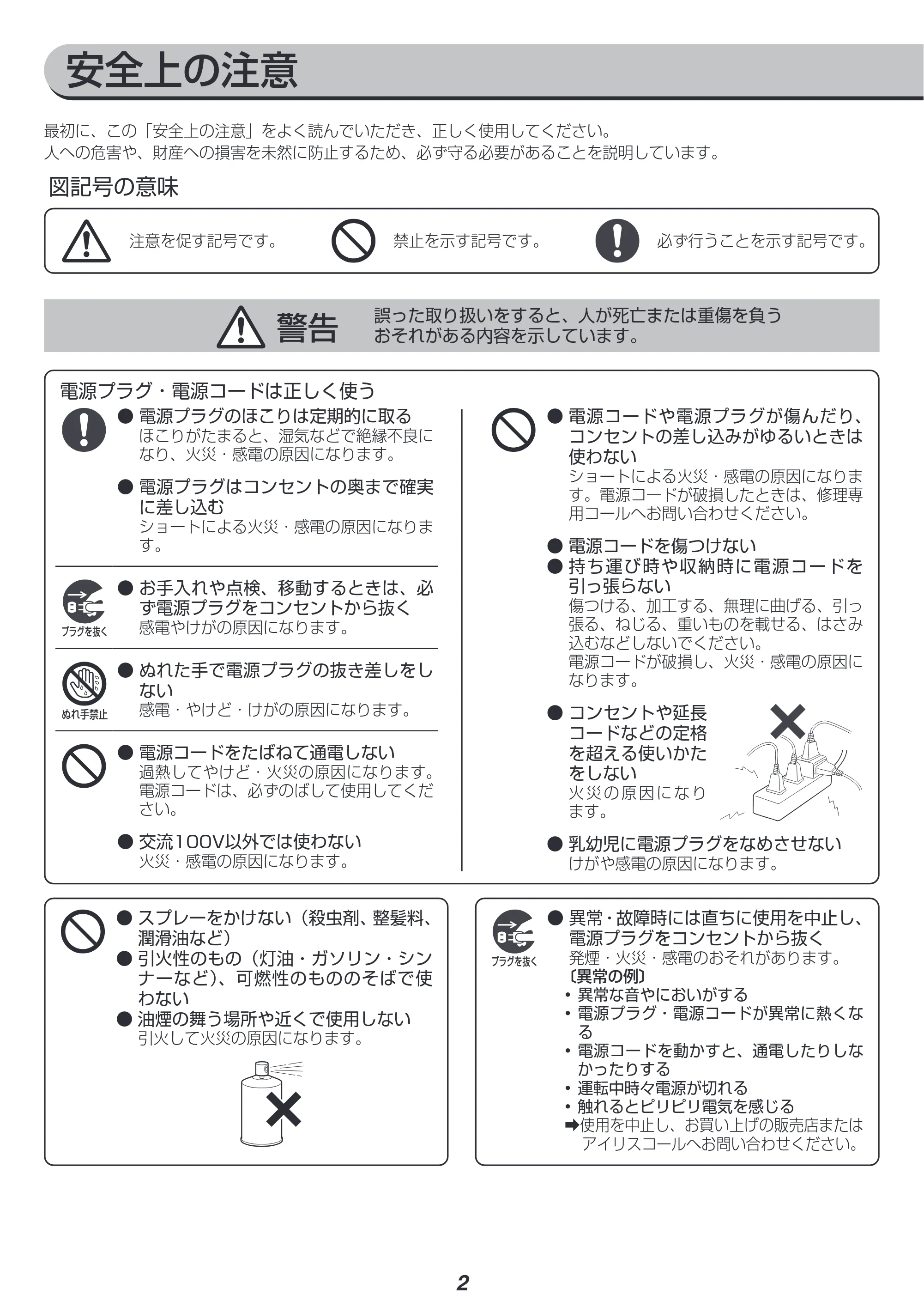 アイリスオーヤマ HVH-500R1 取扱説明書 — 原本ページ — 2ページ