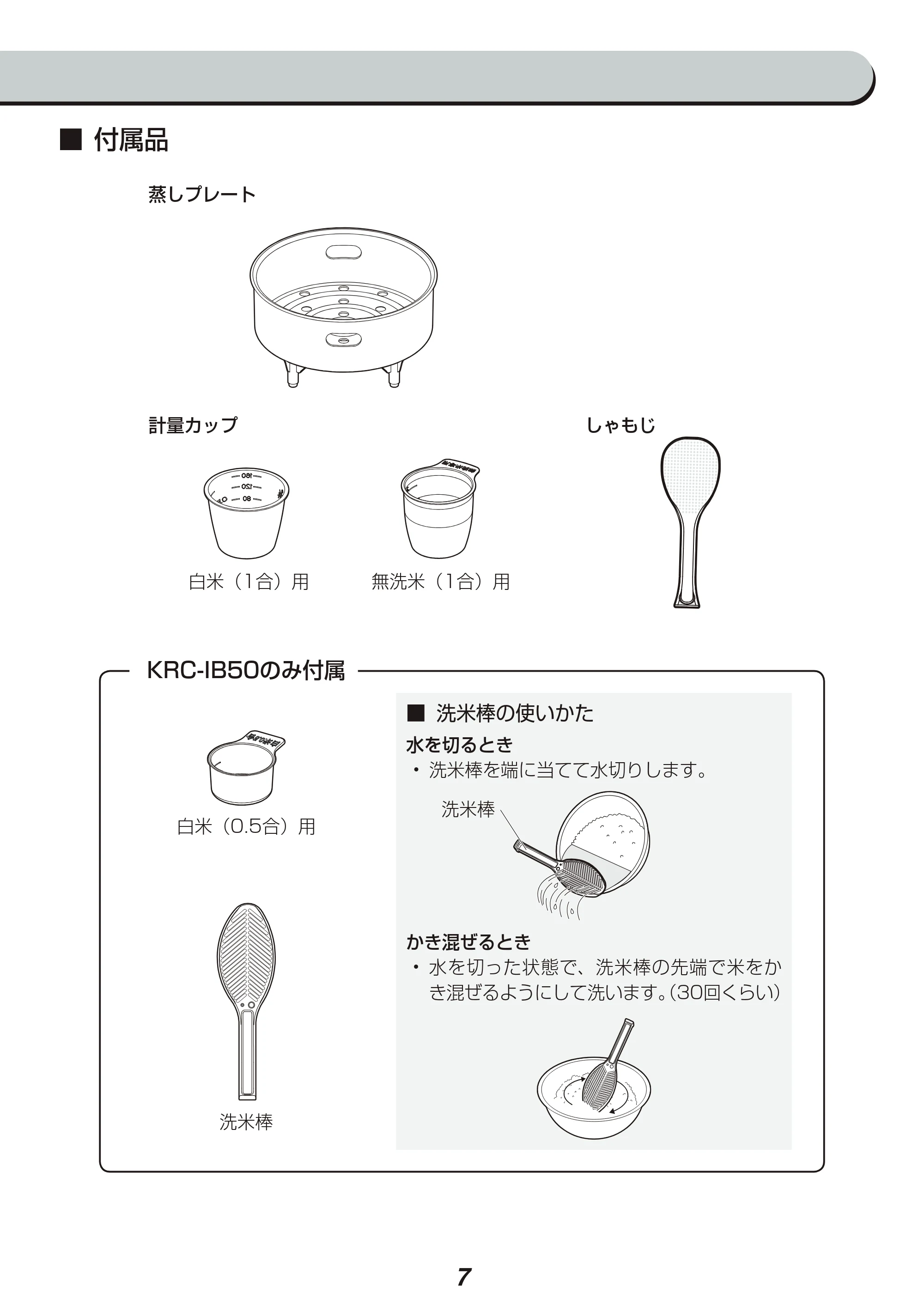 アイリスオーヤマ KRC-IB50 取扱説明書 — 原本ページ — 7ページ