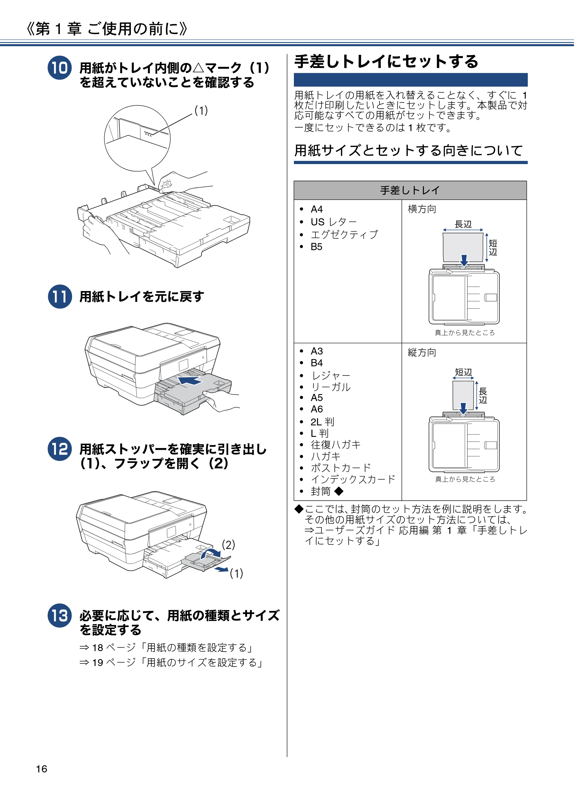 ブラザー MFC-J6573CDW ユーザーズガイド ~基本編~ — 手差しトレイにセットする — 原本ページ — 16ページ