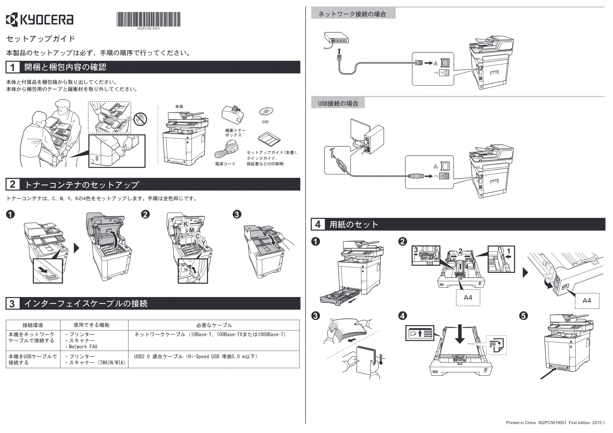 京セラ ECOSYS M6535cidn ECOSYS M6535cidn セットアップガイド — 原本ページ — 1ページ