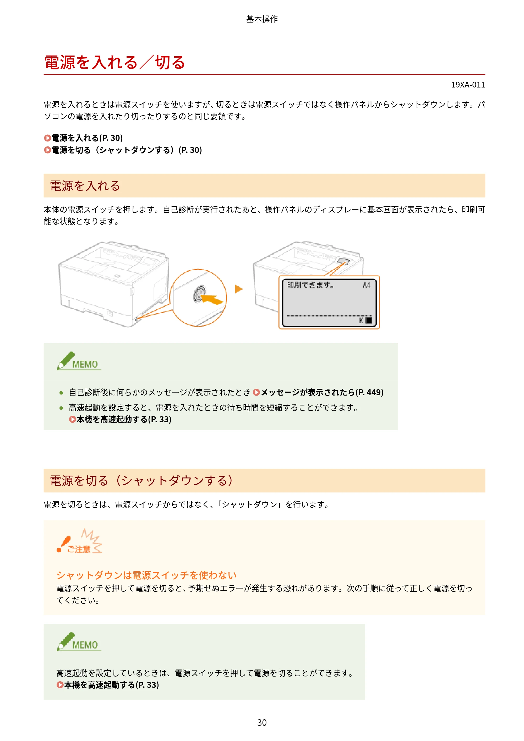 キヤノン LBP443i/LBP442/LBP441/LBP441e ユーザーズガイド 2020年3月26日掲載（PDF：8.04MB） — 電源を入れる／切る — 原本ページ — 36ページ
