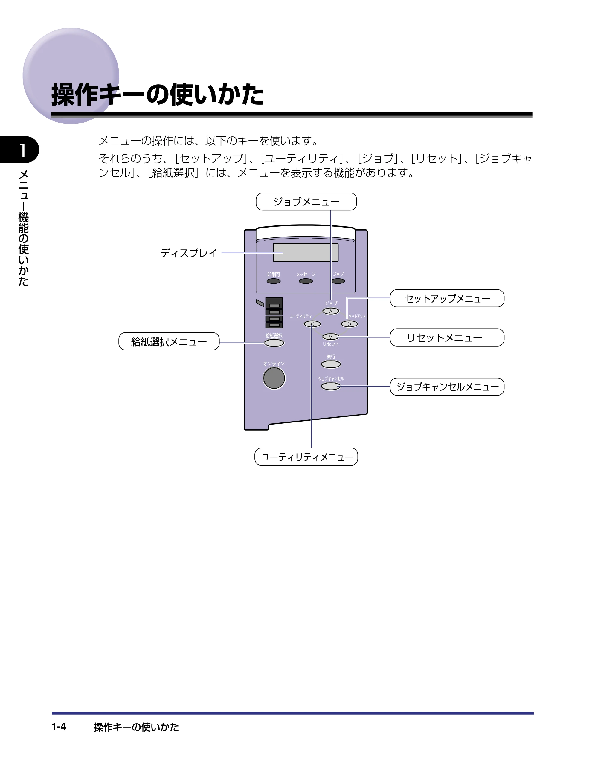 キヤノン LBP-1420 LIPS機能ガイド 2006年5月25日更新 （PDF形式／1.55Mバイト） — 操作キーの使いかた — 原本ページ — 14ページ