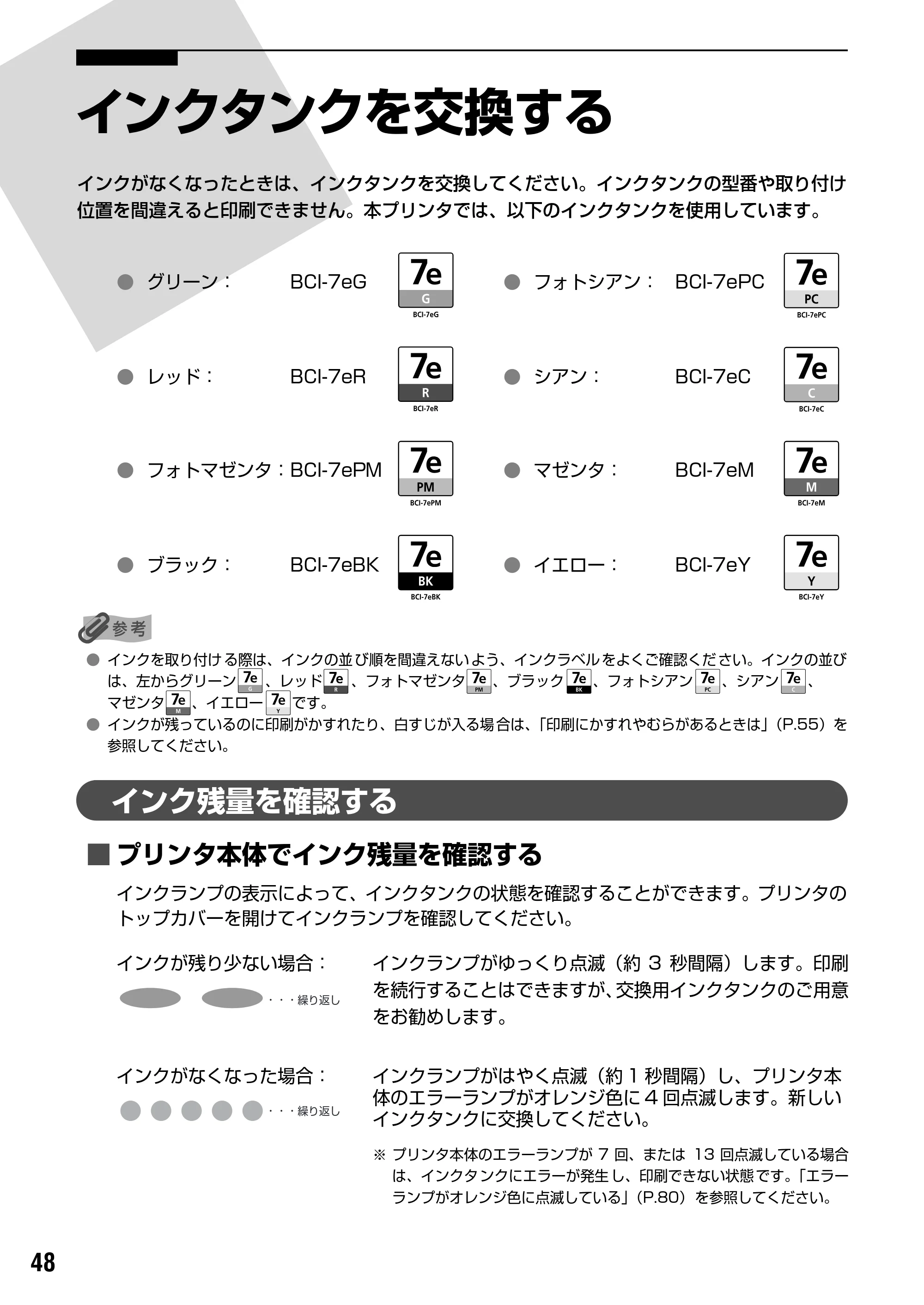 キヤノン PIXUS Pro9000 基本操作ガイド （PDF形式／8.15Mバイト） — お手入れ — 原本ページ — 50ページ