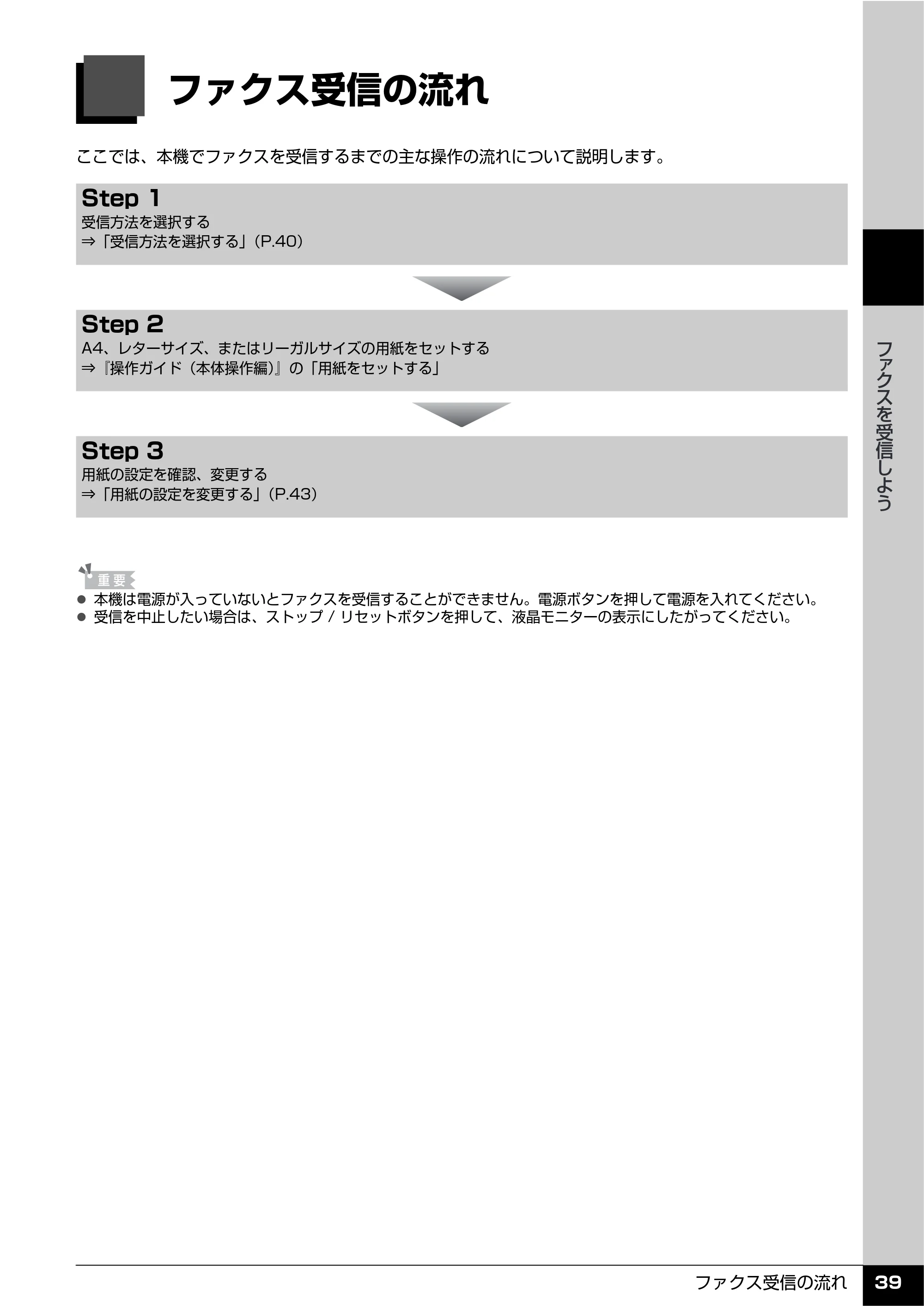 キヤノン PIXUS MX7600 操作ガイド （ファクス操作編） （PDF形式／3.65Mバイト） — ファクスを受信しよう — 原本ページ — 41ページ