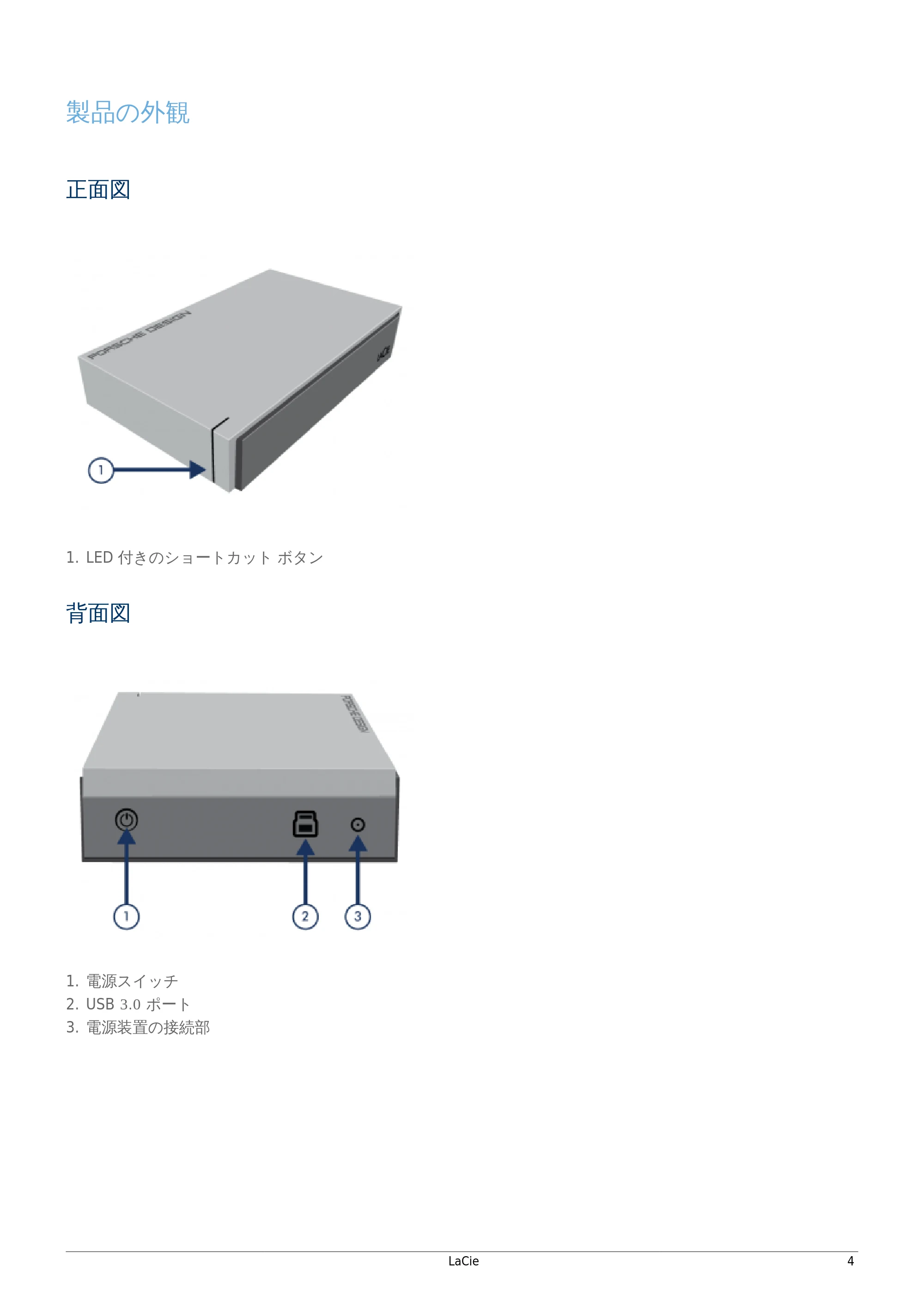 エレコム LCH-PS1TU3 / LCH-PS1TU3S / LCH-PS2TU3 ユーザーマニュアル — 製品の外観 — 原本ページ — 4ページ