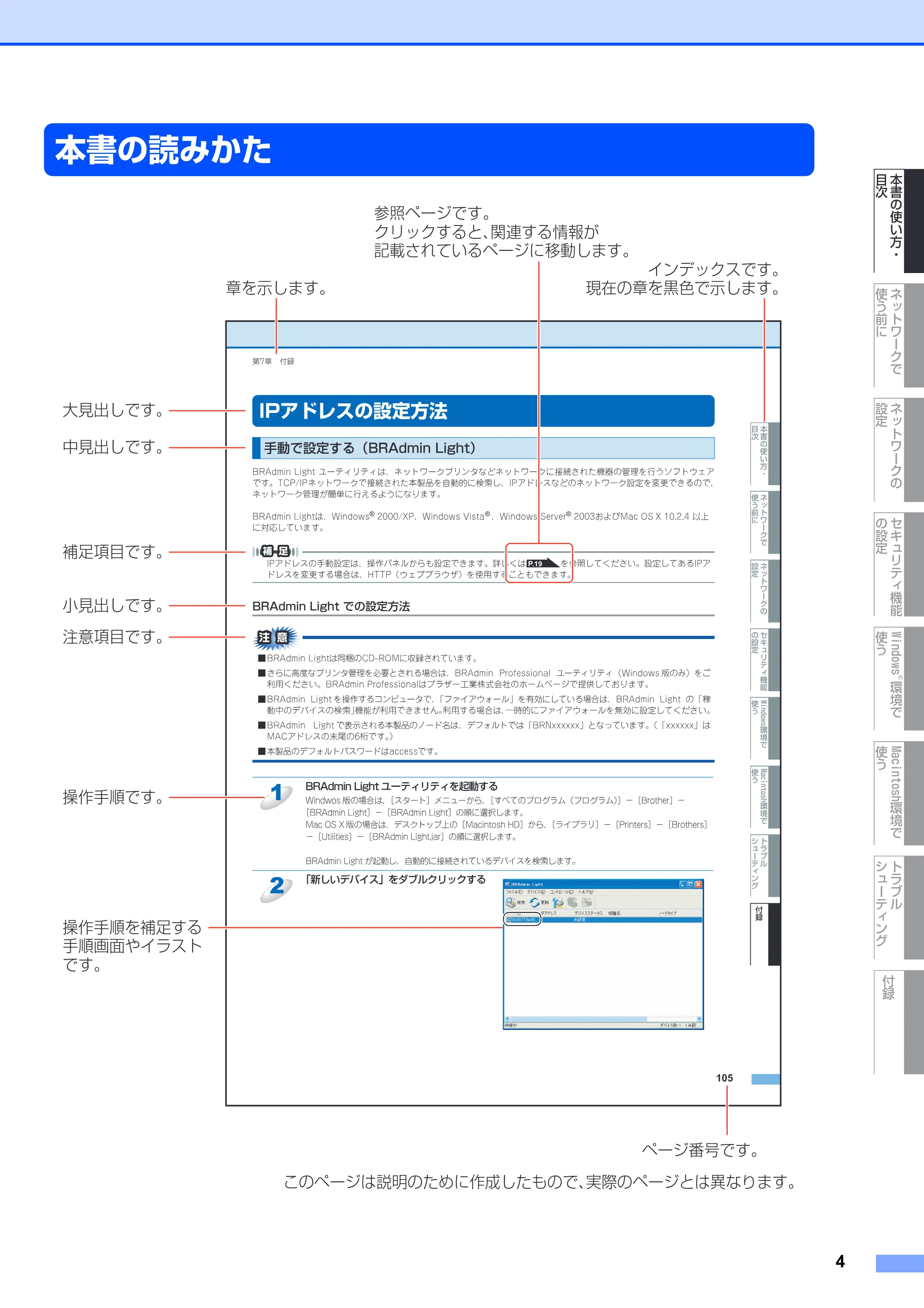ブラザー DCP-9040CN / MFC-9440CN / MFC-9450CDN ネットワーク取扱説明書 — 本書の読みかた — 原本ページ — 5ページ