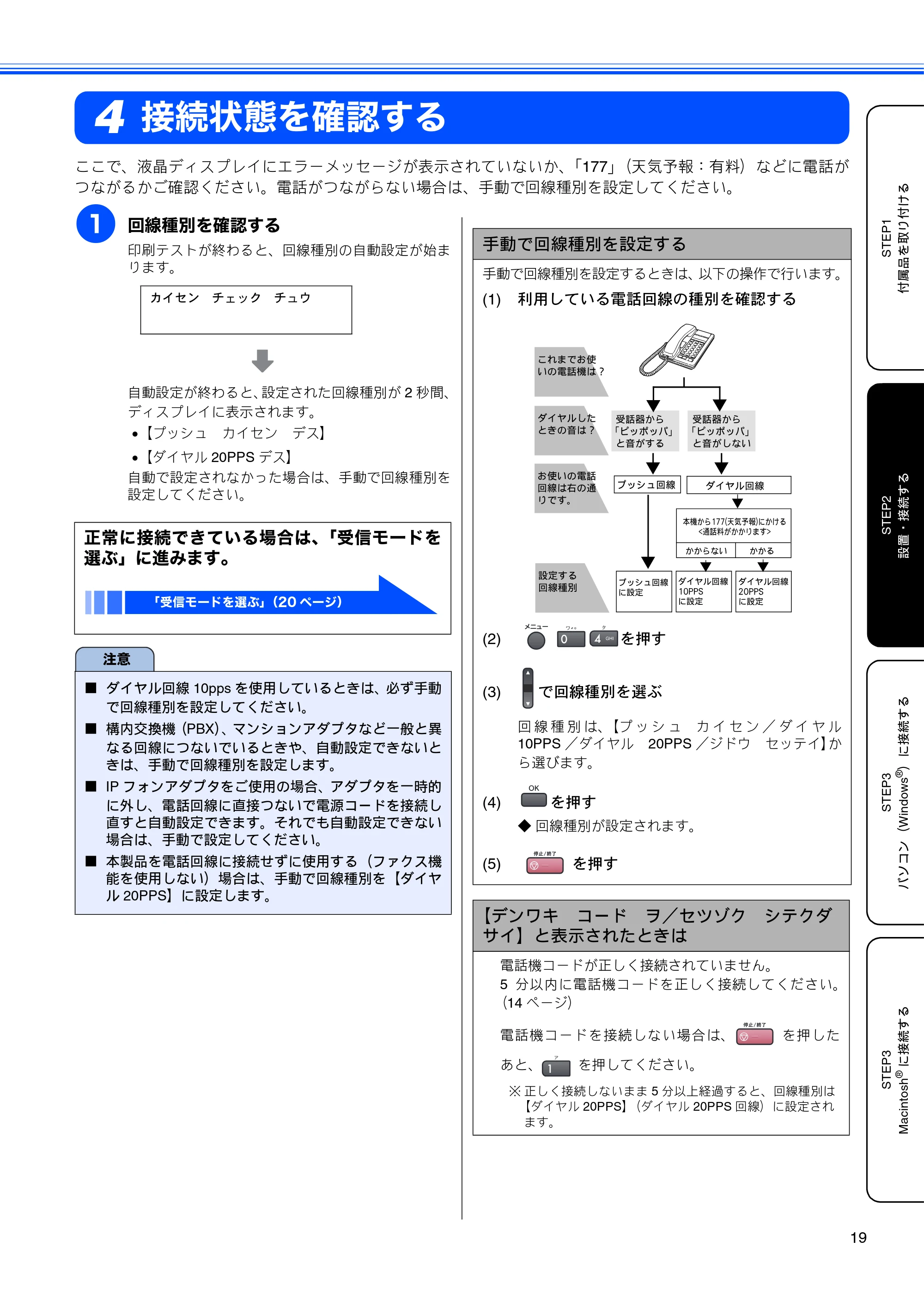 ブラザー MFC-5860CN かんたん設置ガイド — 接続状態を確認する — 原本ページ — 21ページ