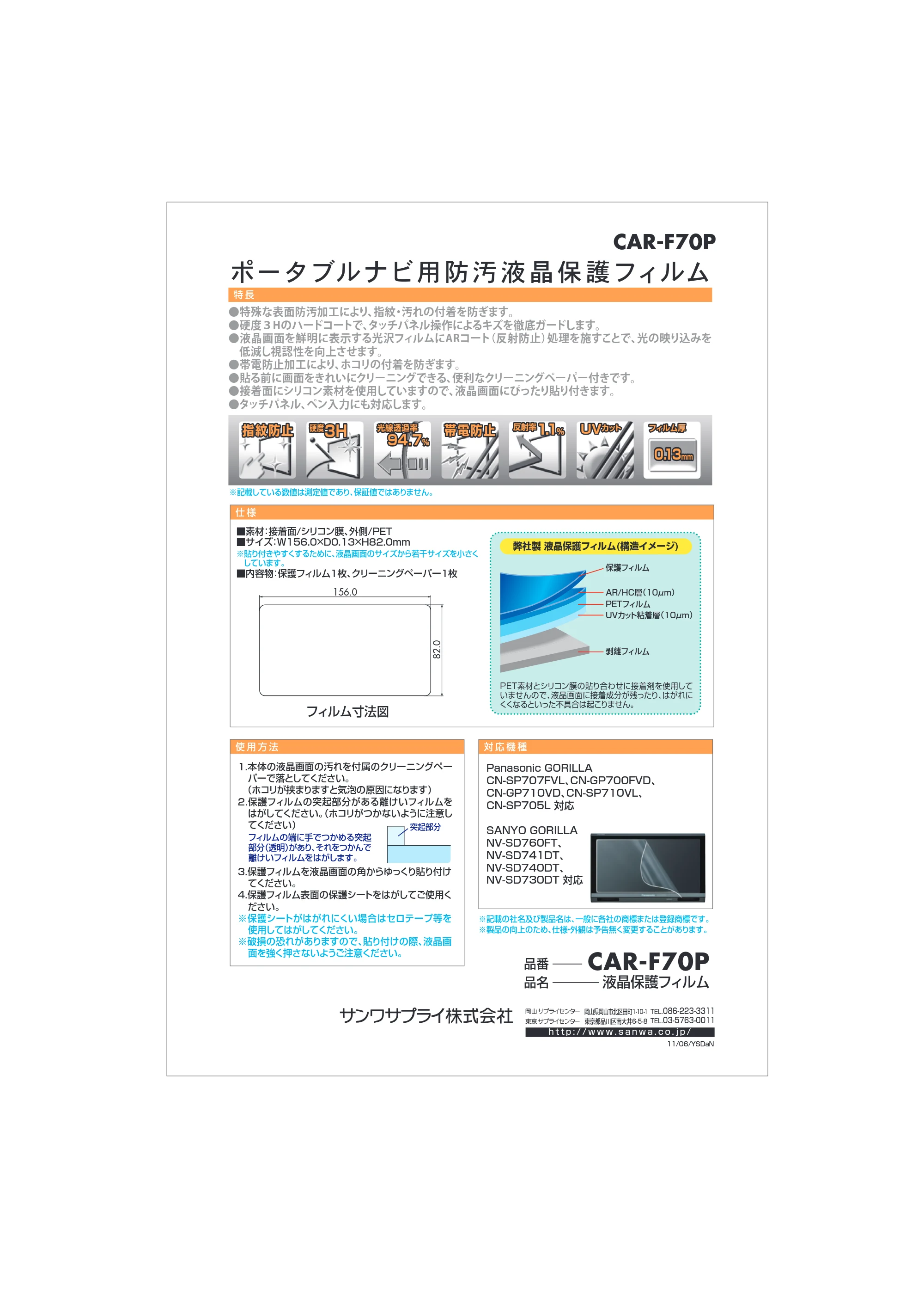 サンワサプライ CAR-F70P 取扱説明書 — 原本ページ — 1ページ