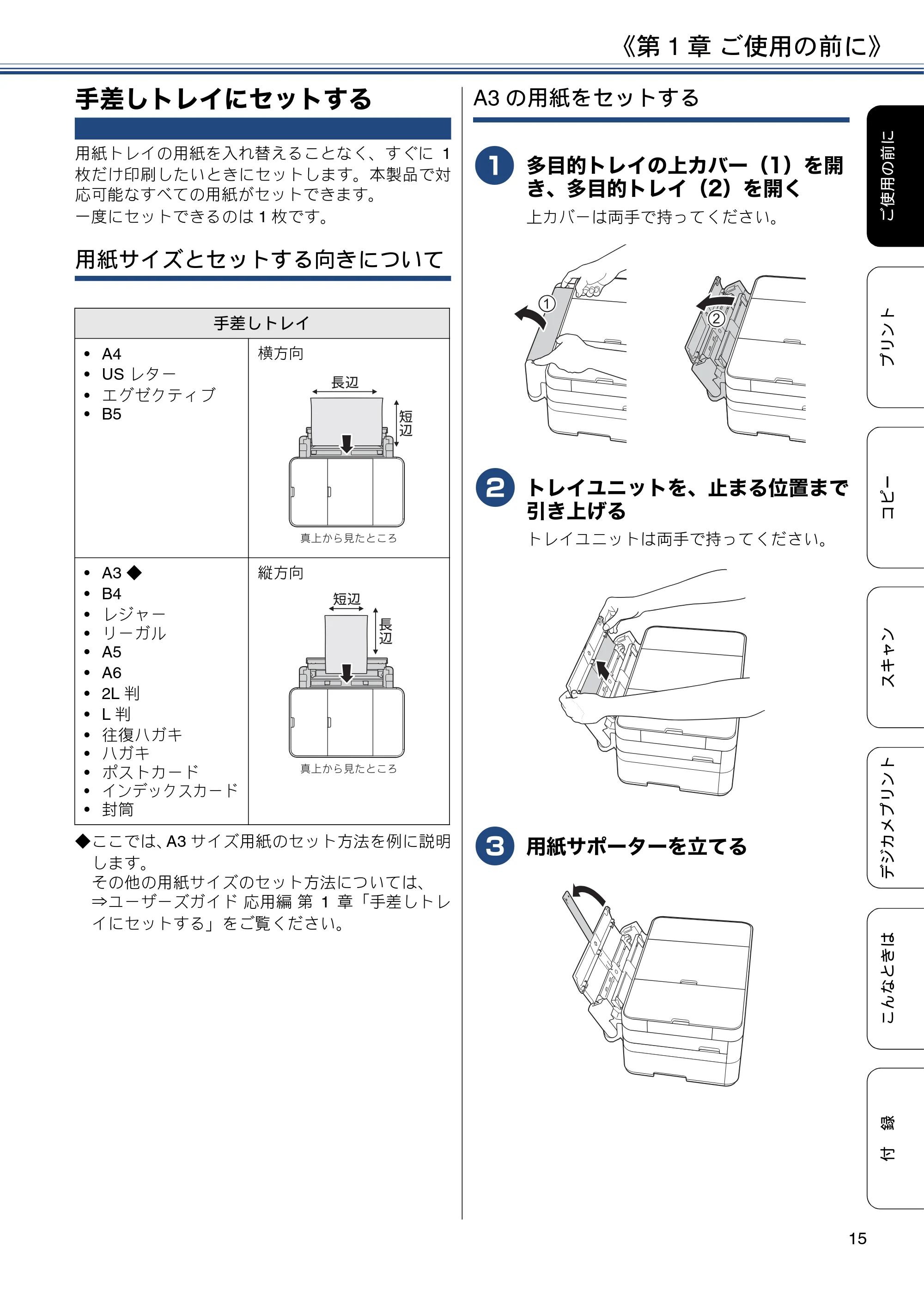 ブラザー DCP-J4225N ユーザーズガイド ~基本編~ — 手差しトレイにセットする — 原本ページ — 15ページ