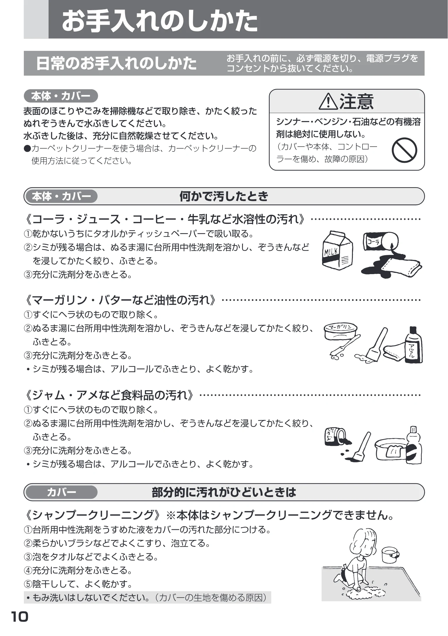 日立 HLU-3008CX / HLU-2008CX 取扱説明書 — = お手入れのしかがた 日常のお手入れ のしかた FeeRswoccesu. — 図版 10-1 — 10ページ