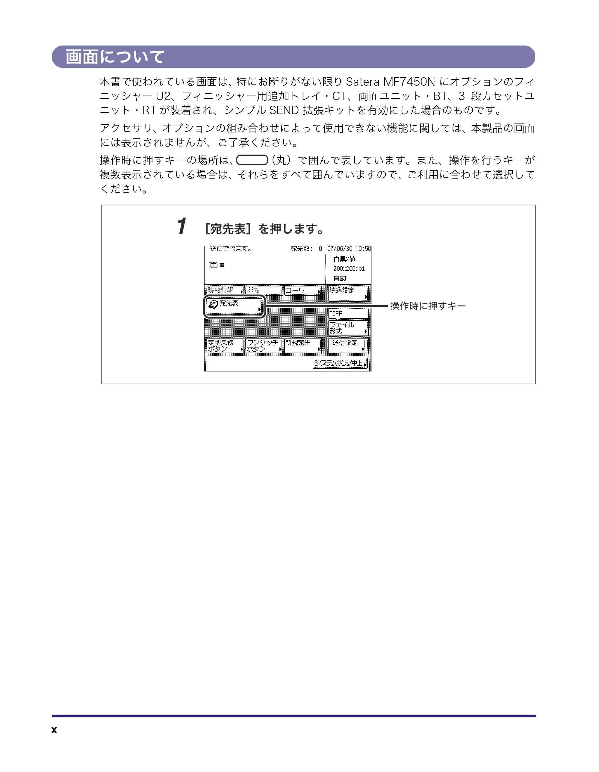 キヤノン MF7450N/MF7350N/MF7330 送信／ファクスガイド （PDF形式／12.34Mバイト） — 画面について — 原本ページ — 12ページ