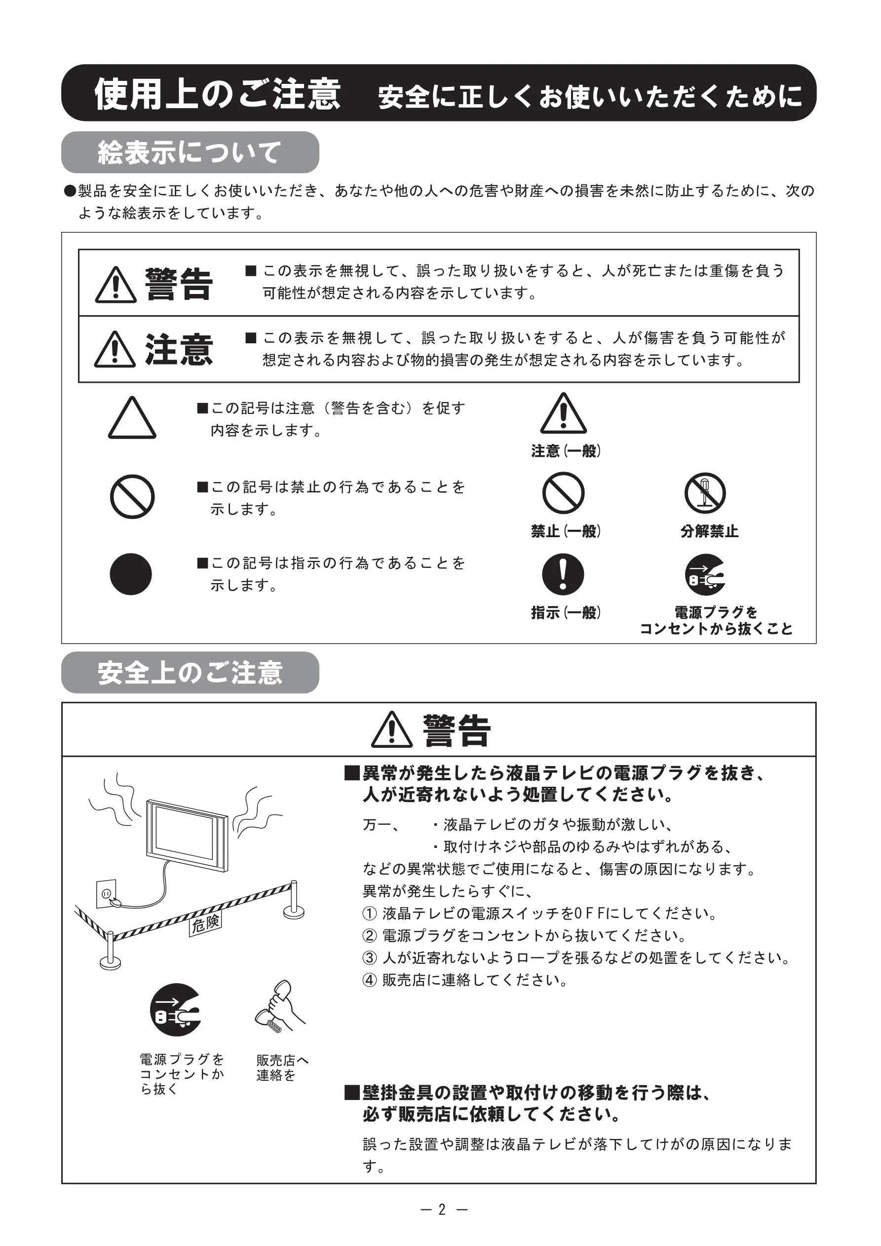 日立 TB-AKF2041 取扱説明書 — ・取付けネジや部品のゆるみやはずれがある、 7 — 図版 2-1 — 2ページ