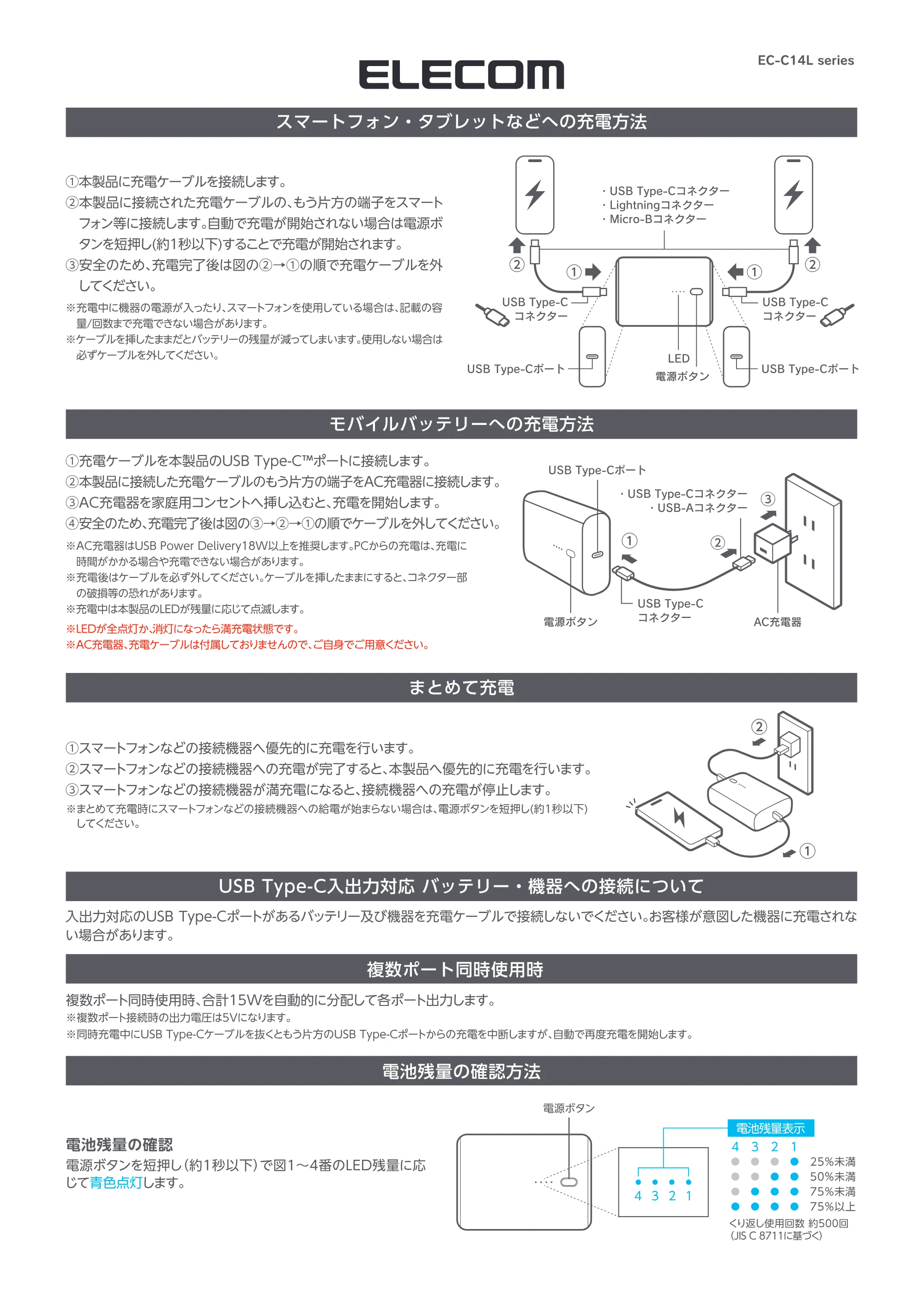 エレコム EC-C14LBK / EC-C14LWF 取扱説明書 — 原本ページ — 1ページ