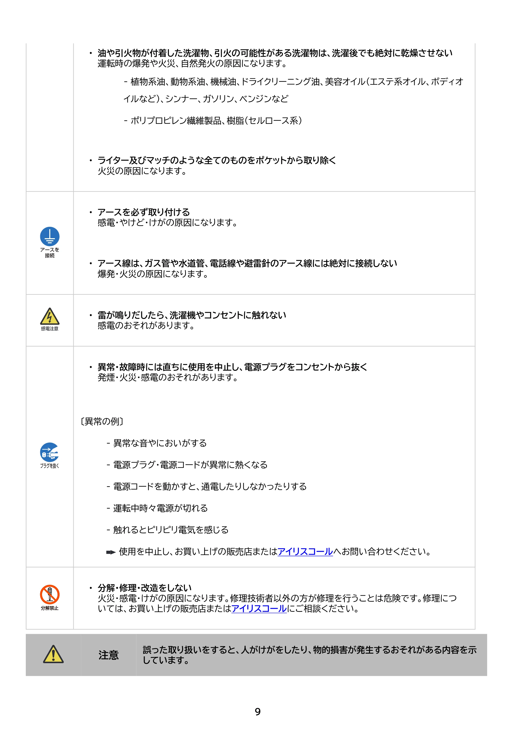 アイリスオーヤマ HDK842Z-W 取扱説明書 — 原本ページ — 9ページ