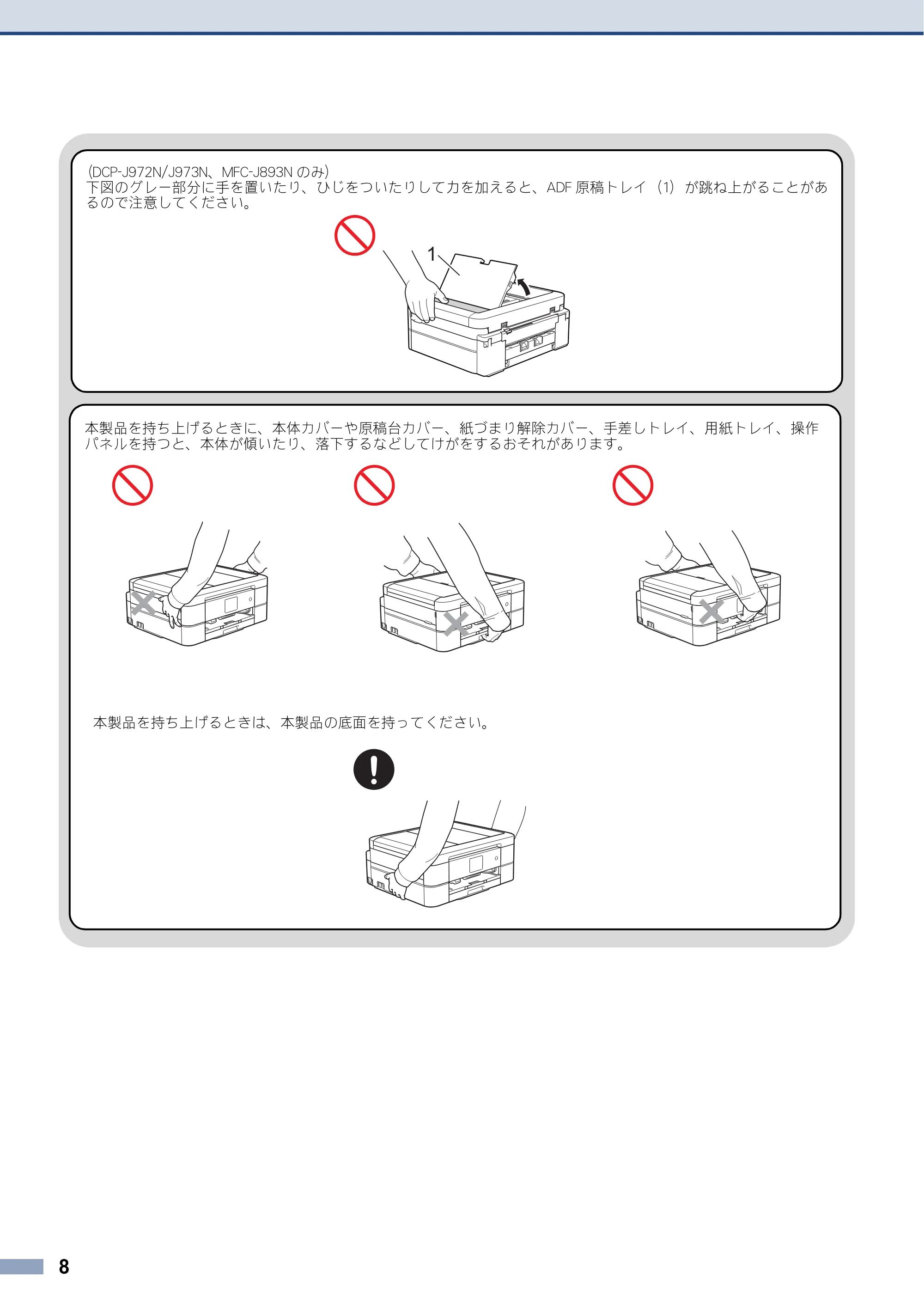 ブラザー DCP-J572N / DCP-J972N / DCP-J973N-B/W 安全にお使いいただくために — 原本ページ — 8ページ
