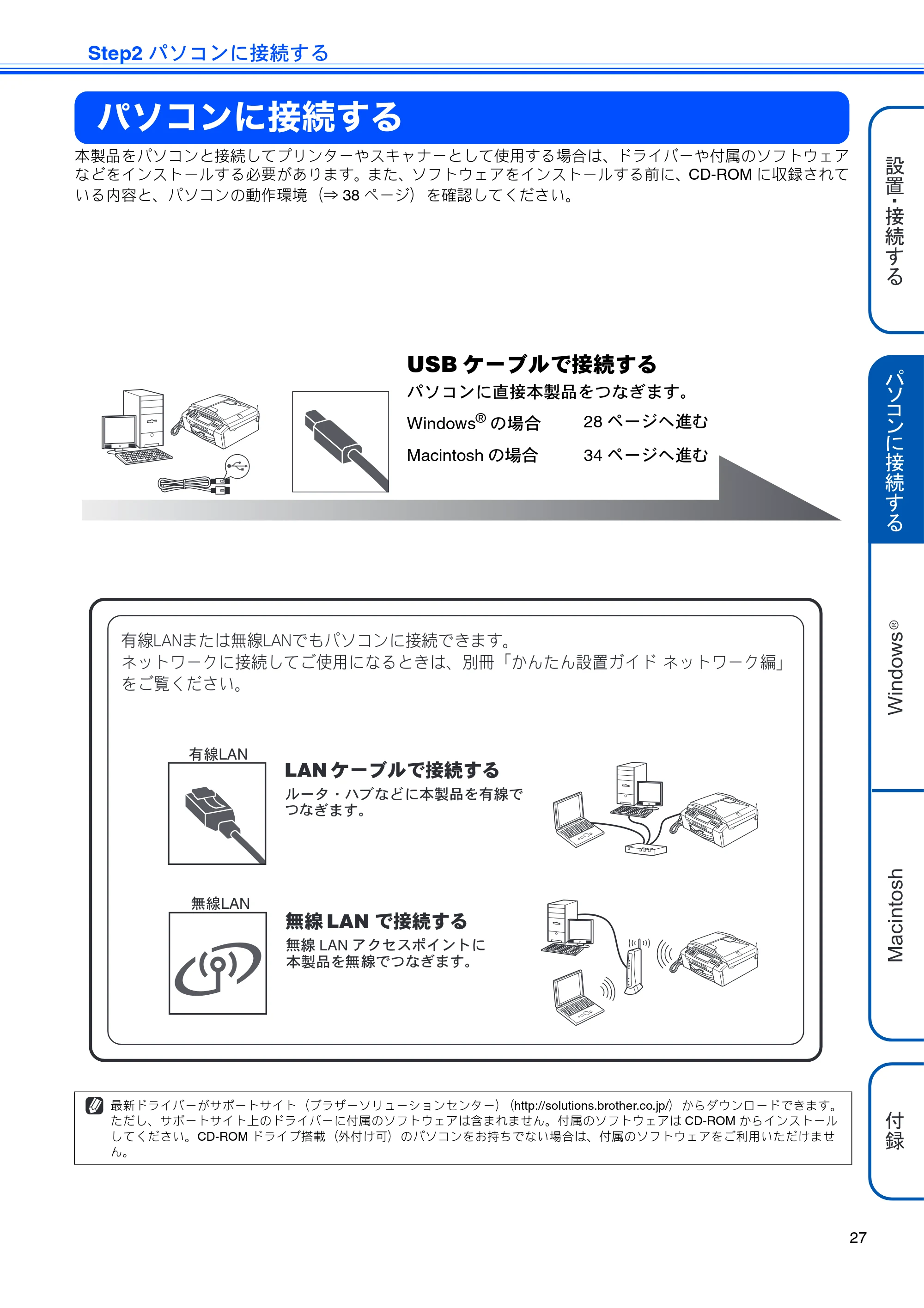 ブラザー MFC-J950DN / MFC-J950DWN かんたん設置ガイド — Step2 パソコンに接続する — 原本ページ — 29ページ