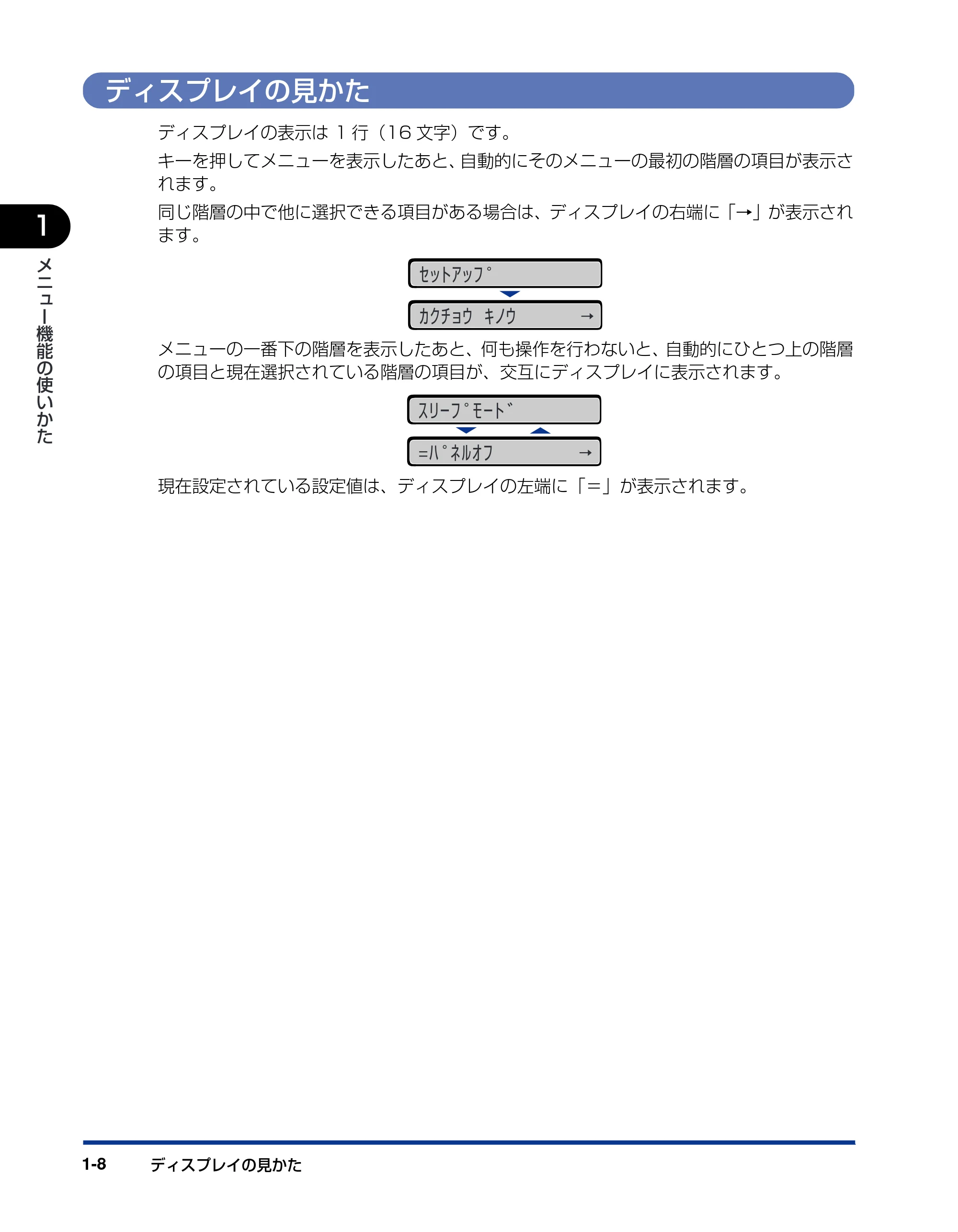 キヤノン LBP5900 LIPS機能ガイド 2006年4月18日更新 （PDF形式／6.28Mバイト） — ディスプレイの見かた — 原本ページ — 24ページ