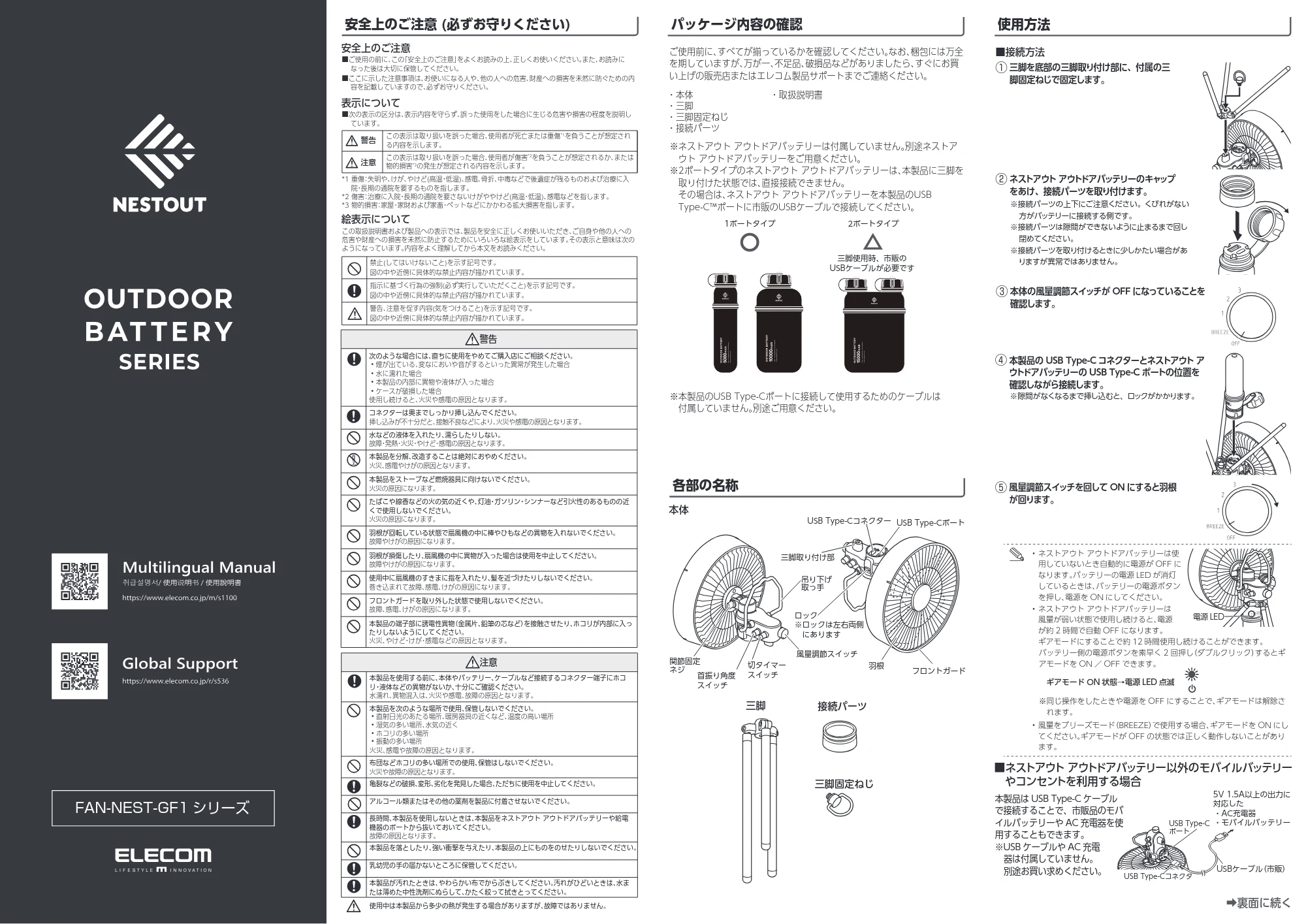 エレコム FAN-NEST-GF1BE / FAN-NEST-GF1BK ユーザーズマニュアル — 原本ページ — 1ページ