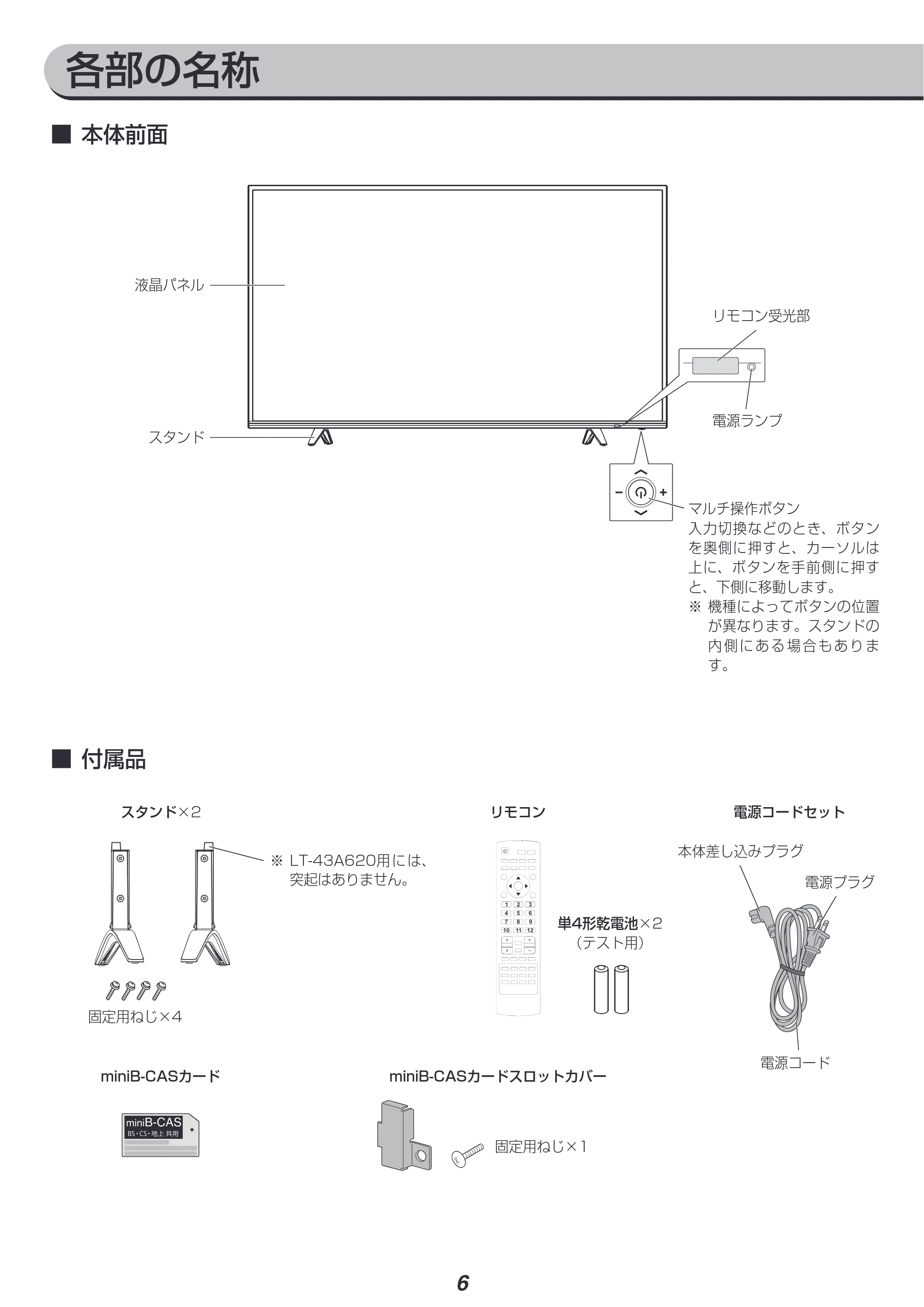 アイリスオーヤマ LT-49A620 取扱説明書 — 原本ページ — 6ページ