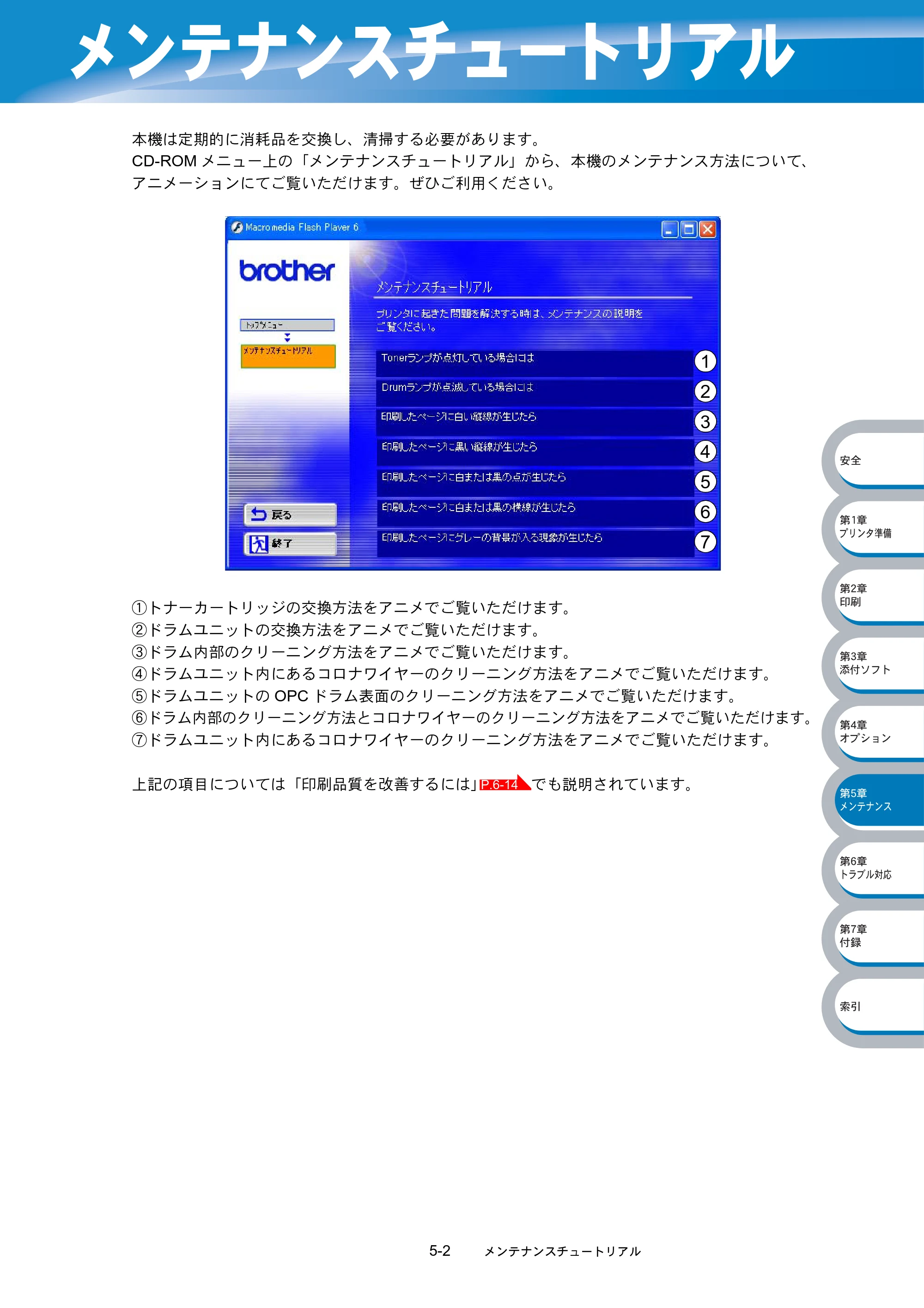 ブラザー HL-5040 / HL-5070DN 取扱説明書（本体） — メンテナンスチュートリアル — 原本ページ — 133ページ